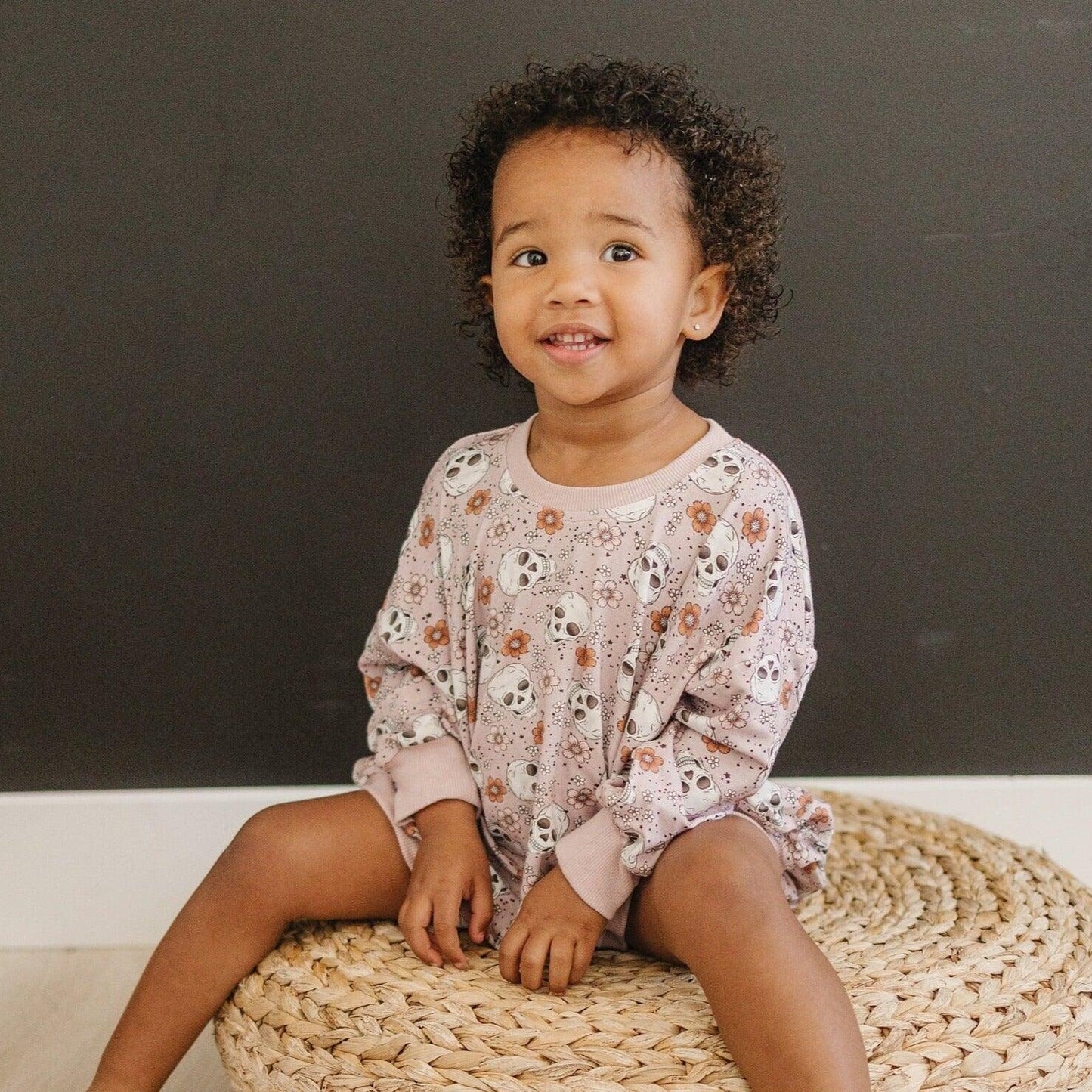 Purple Floral Skulls Bamboo Bubble Romper - Little Joy Co.