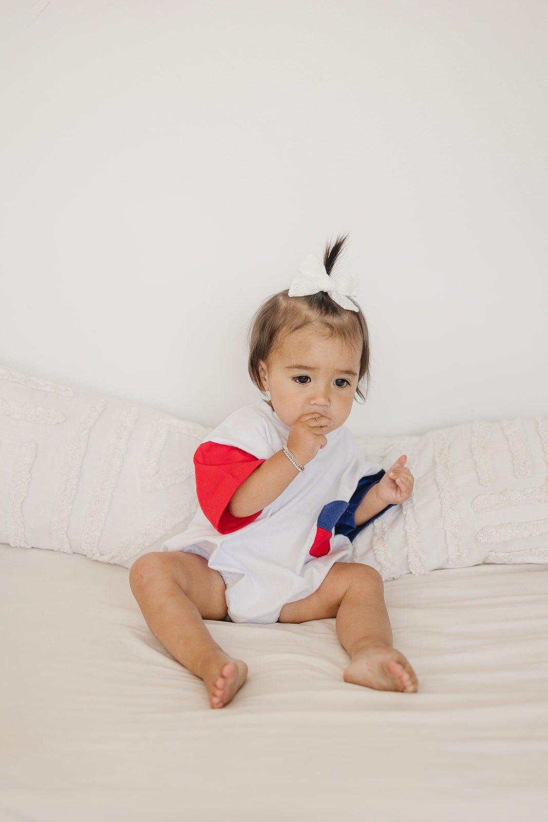 Red, White & Blue Colorblock T - Shirt Romper - Little Joy Co.
