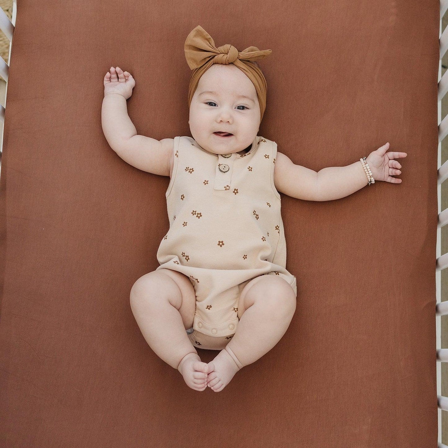 Rust Bamboo Stretch Crib Sheet - Little Joy Co.