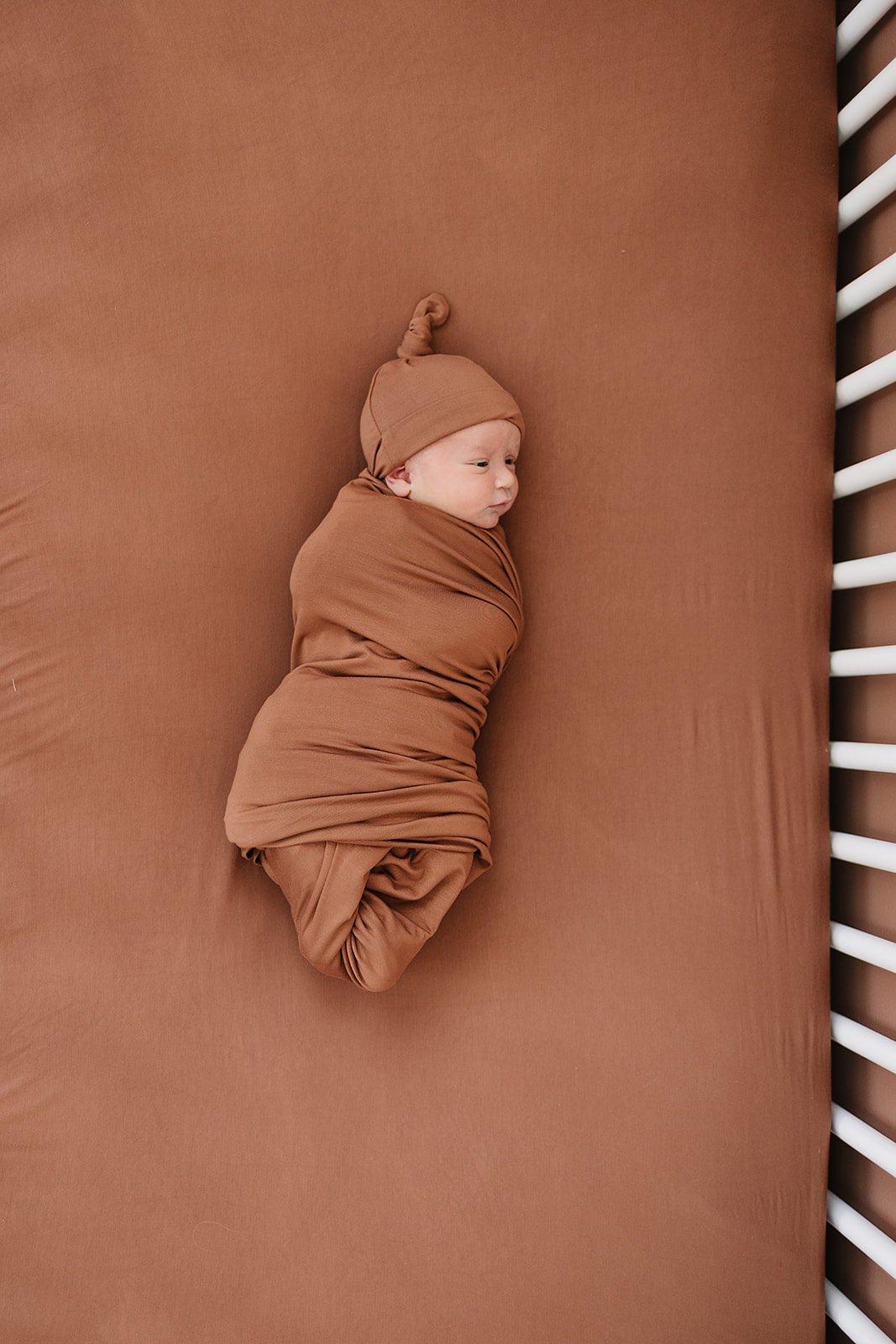 Rust Bamboo Stretch Crib Sheet - Little Joy Co.