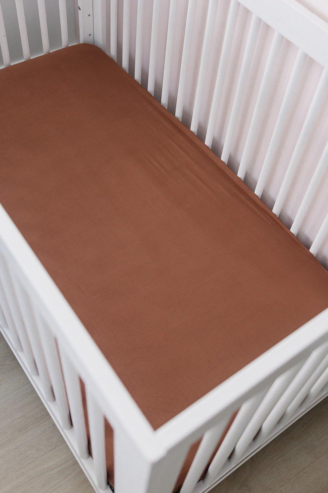 Rust Bamboo Stretch Crib Sheet - Little Joy Co.