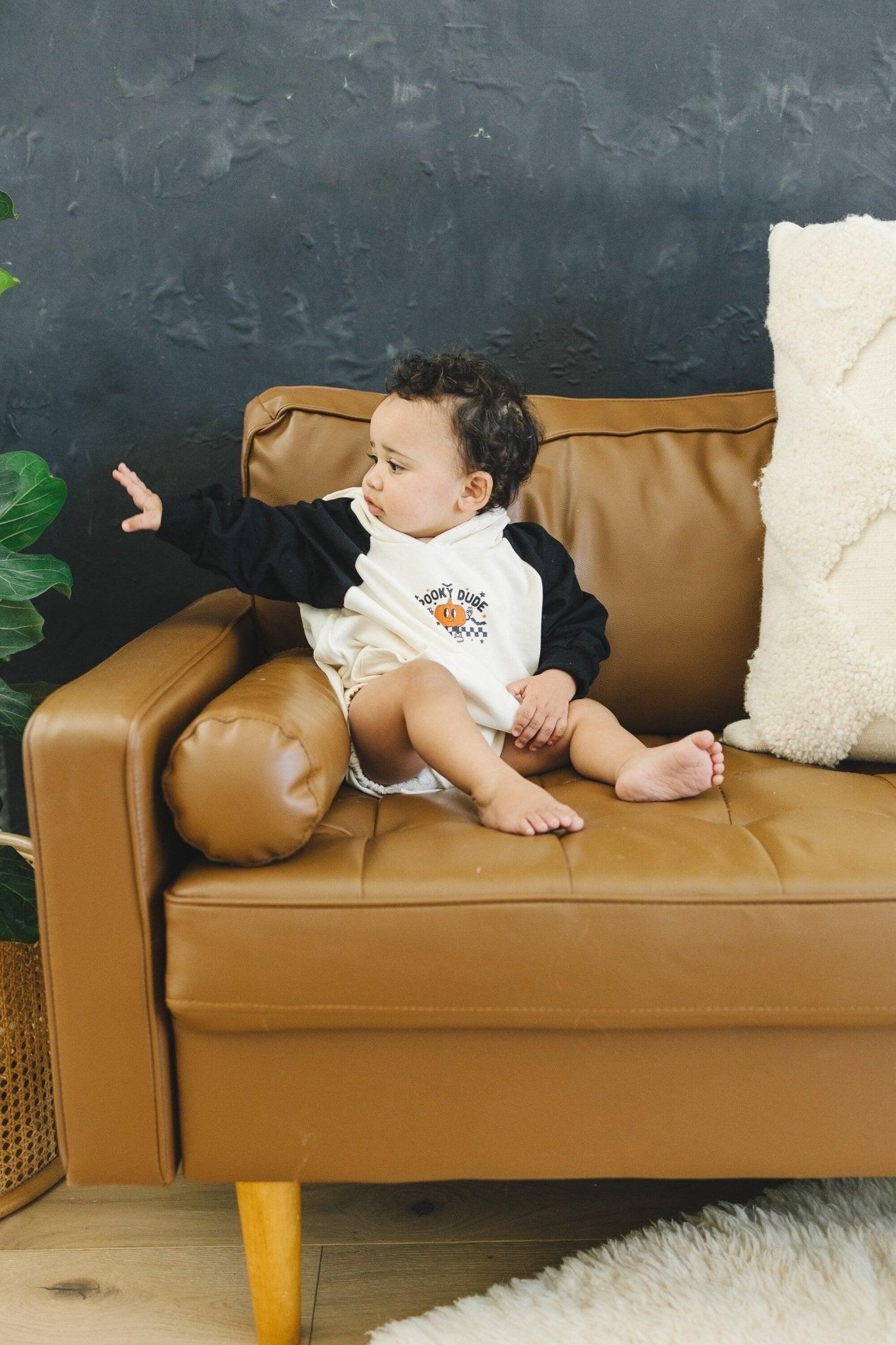 Spooky Dude Hooded Sweatshirt Romper - Little Joy Co.