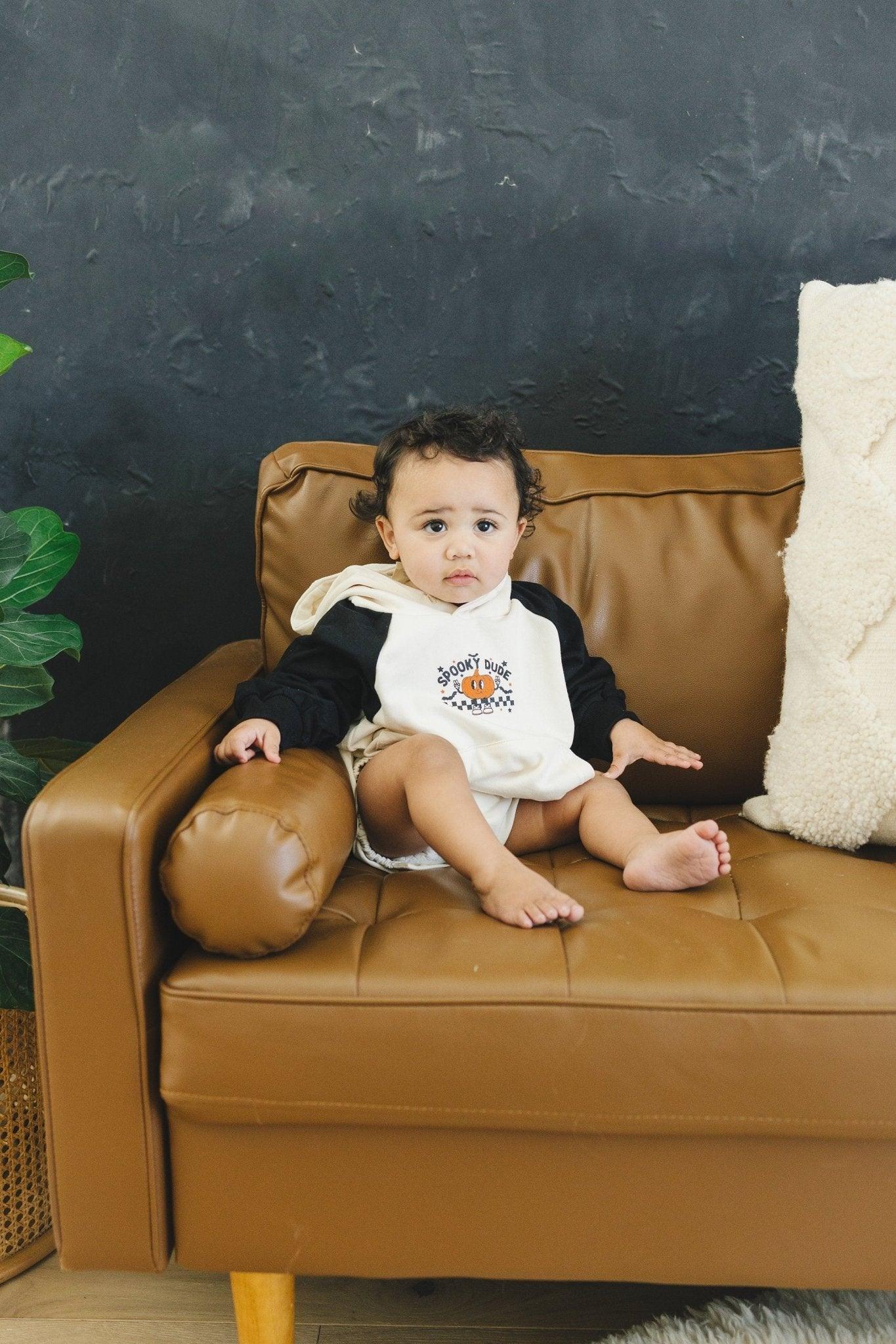 Spooky Dude Hooded Sweatshirt Romper - Little Joy Co.