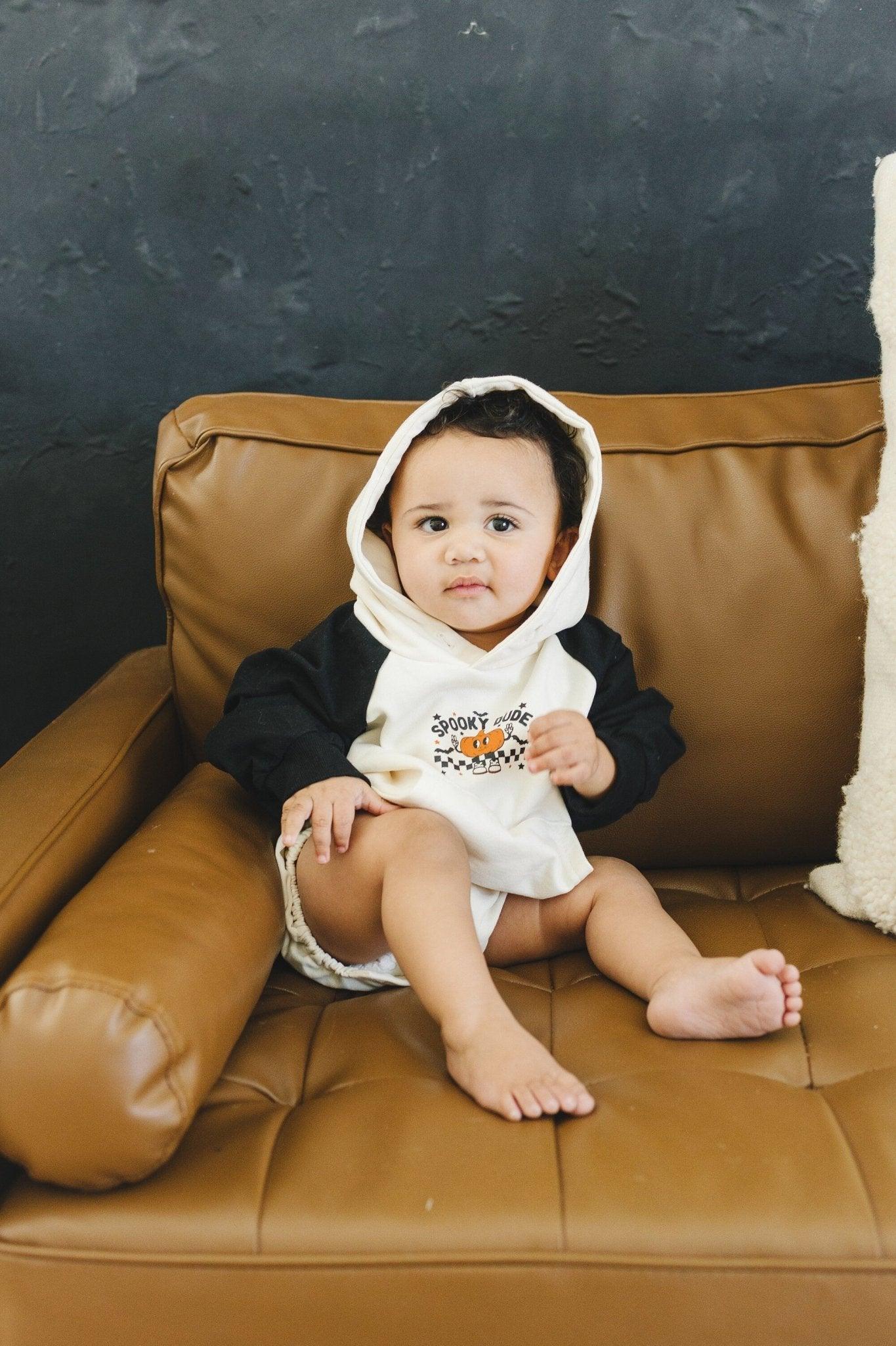 Spooky Dude Hooded Sweatshirt Romper - Little Joy Co.