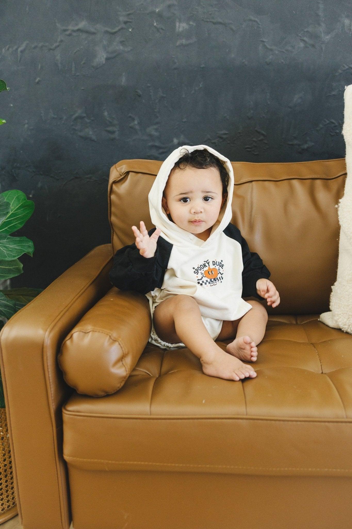 Spooky Dude Hooded Sweatshirt Romper - Little Joy Co.