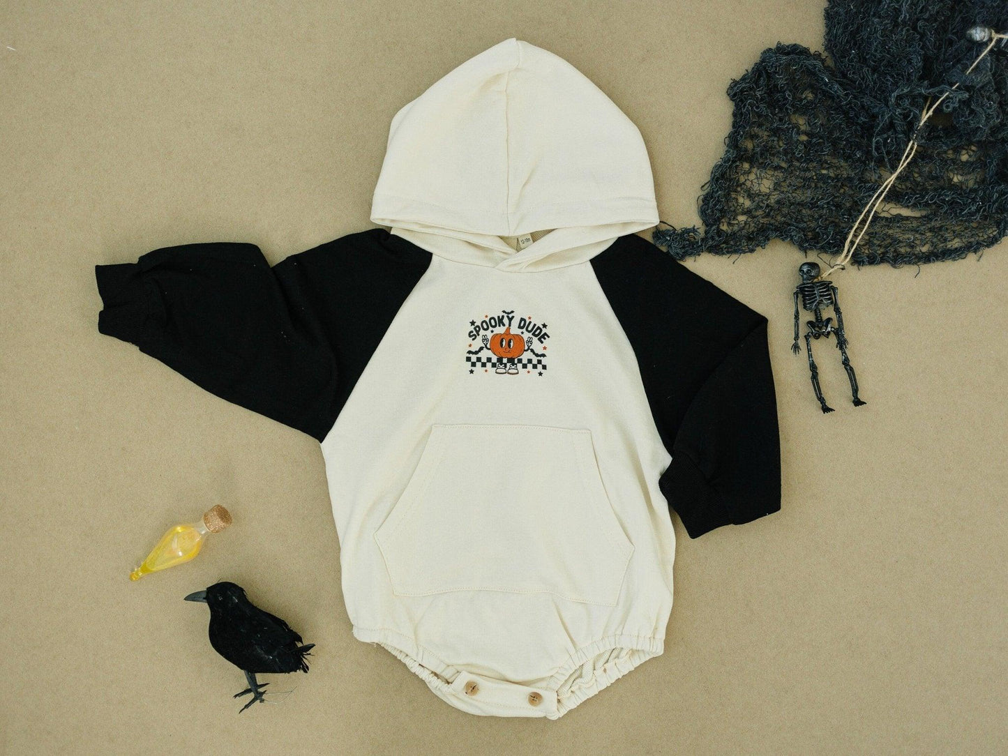 Spooky Dude Hooded Sweatshirt Romper - Little Joy Co.