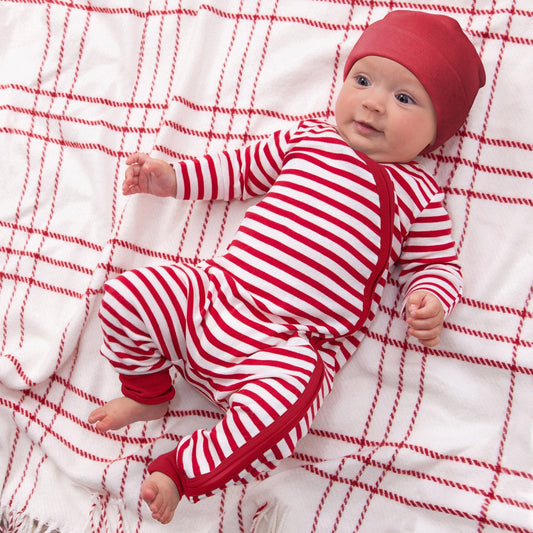 Striped Christmas Zipper Romper