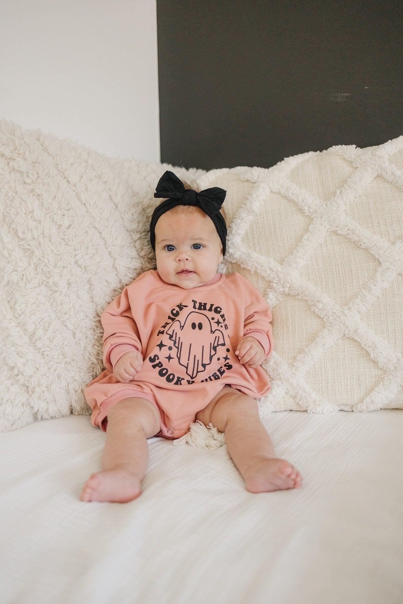 Thick Thighs Spooky Vibes Sweatshirt Romper - Little Joy Co.