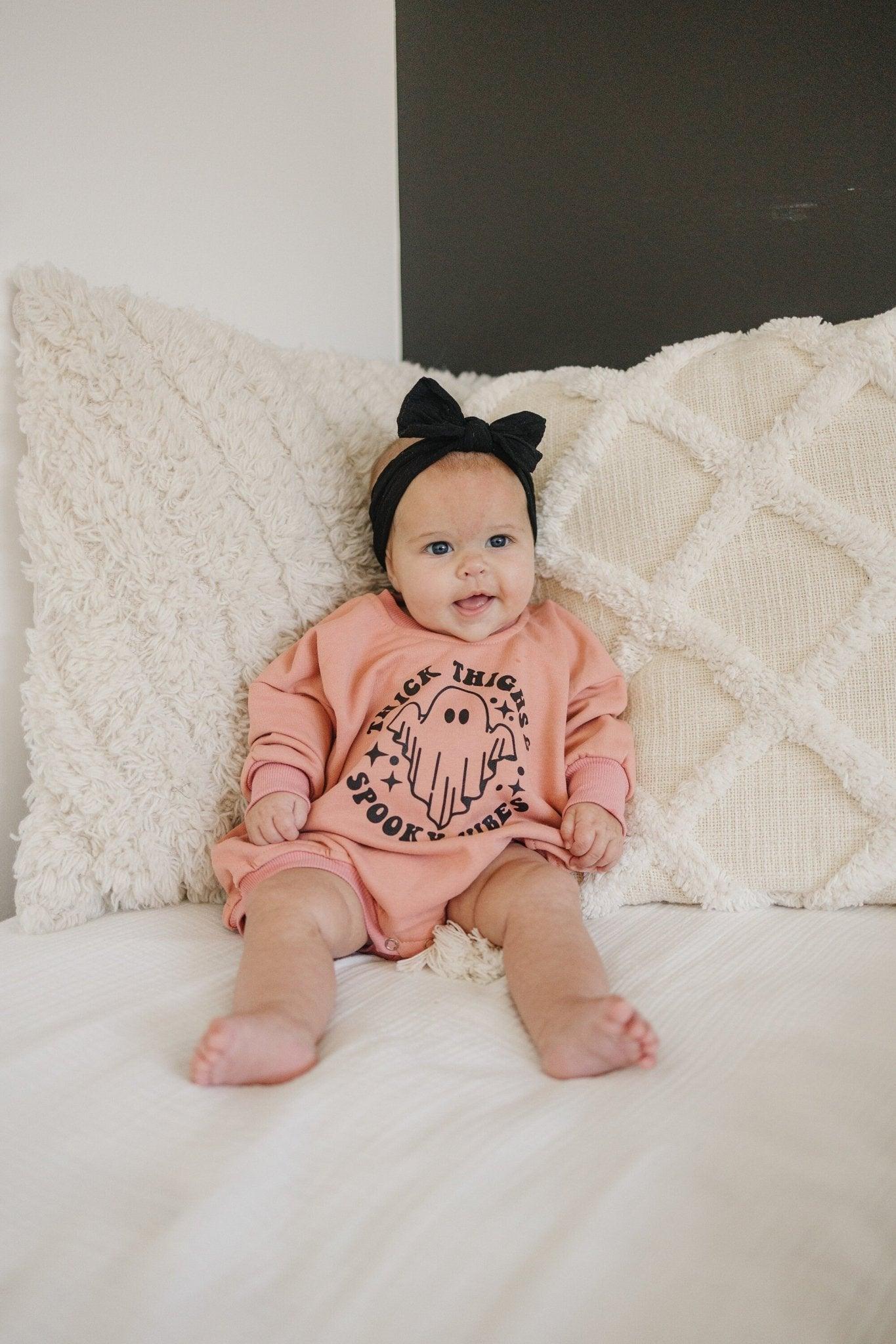 Thick Thighs Spooky Vibes Sweatshirt Romper - Little Joy Co.