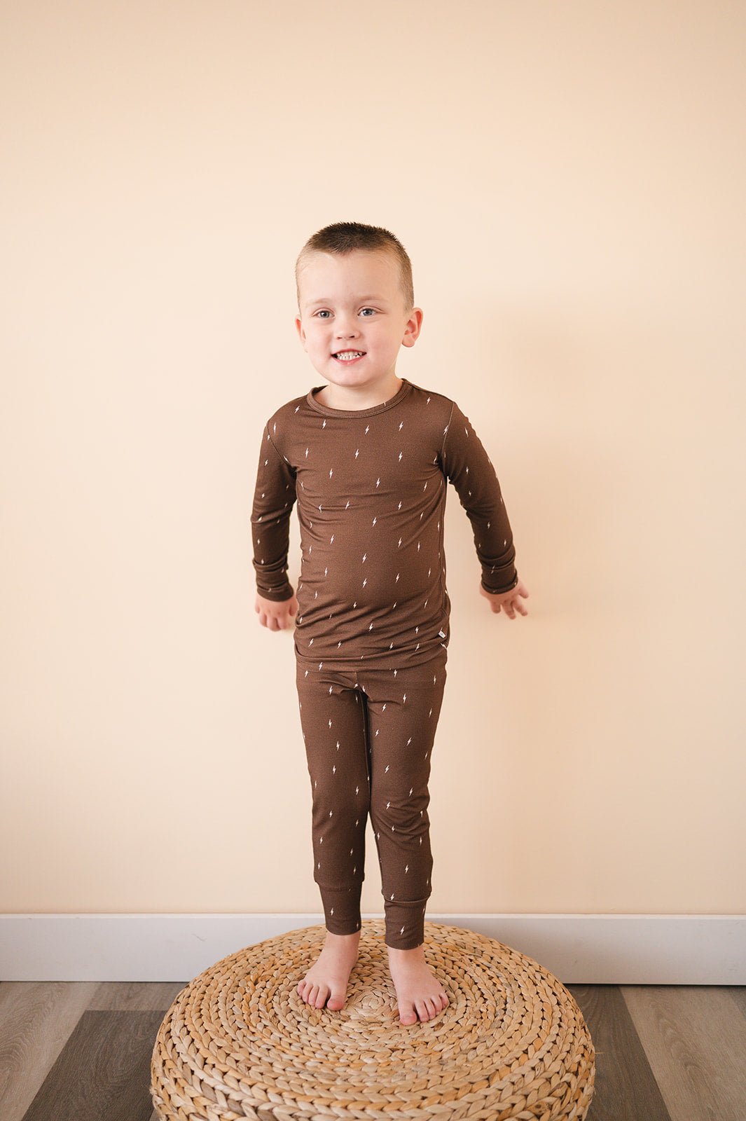 Two-Piece Pajama Set - Brown Lightning