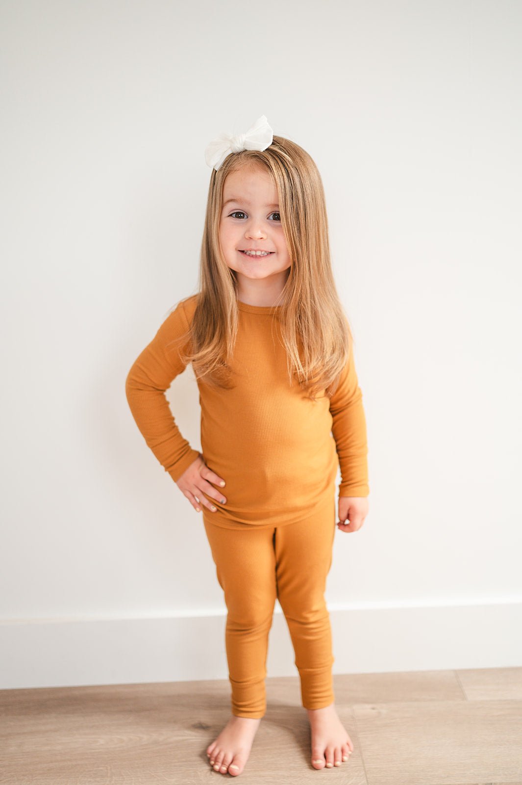 Two-Piece Pajama Set - Caramel Ribbed