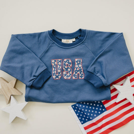 USA Daisy Sweatshirt Romper - Little Joy Co.