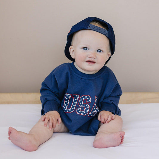 USA Sweatshirt Romper - Little Joy Co.