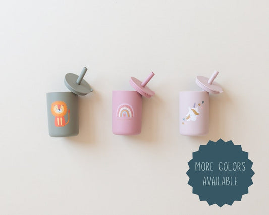 Silikon-Trinkbecher mit Strohhalm für Babys und Kleinkinder – 6 oz Silikon-Schnabeltasse