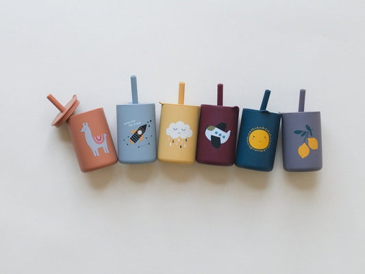 Silikon-Trinkbecher mit Strohhalm für Babys und Kleinkinder – 6 oz Silikon-Schnabeltasse