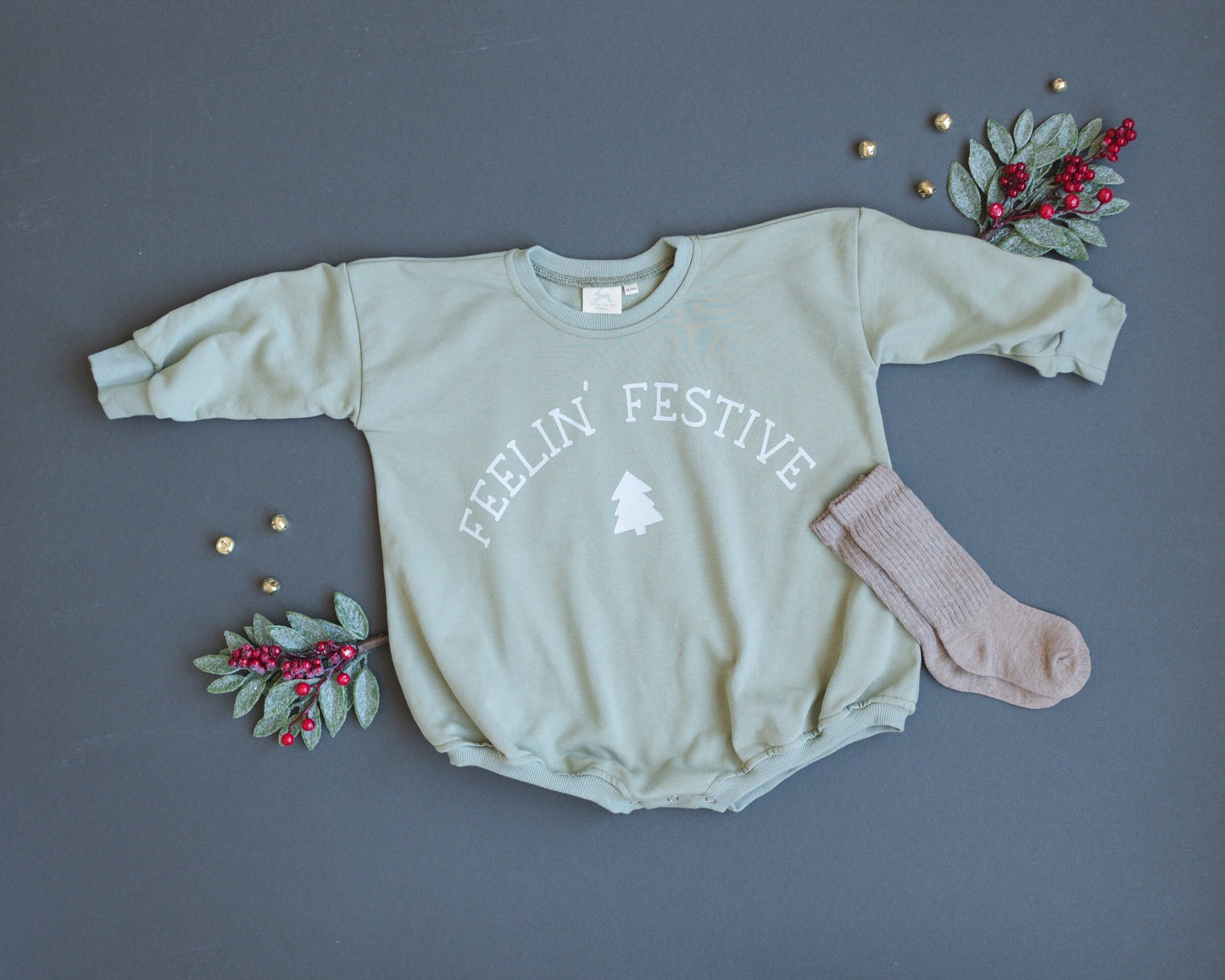Feelin' Festive Christmas Oversized Sweatshirt Romper