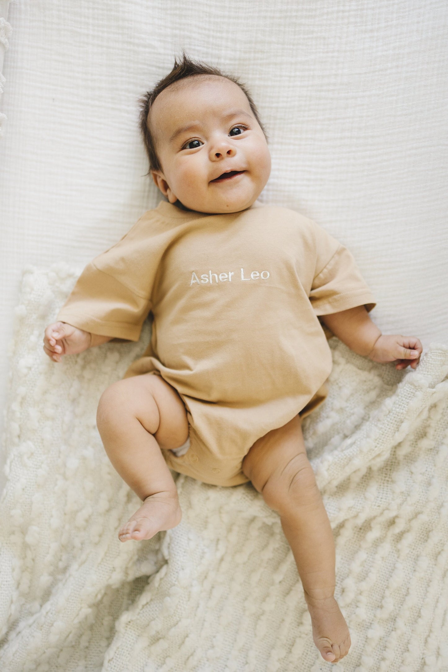 Embroidered Organic Cotton Oversized T-Shirt Romper