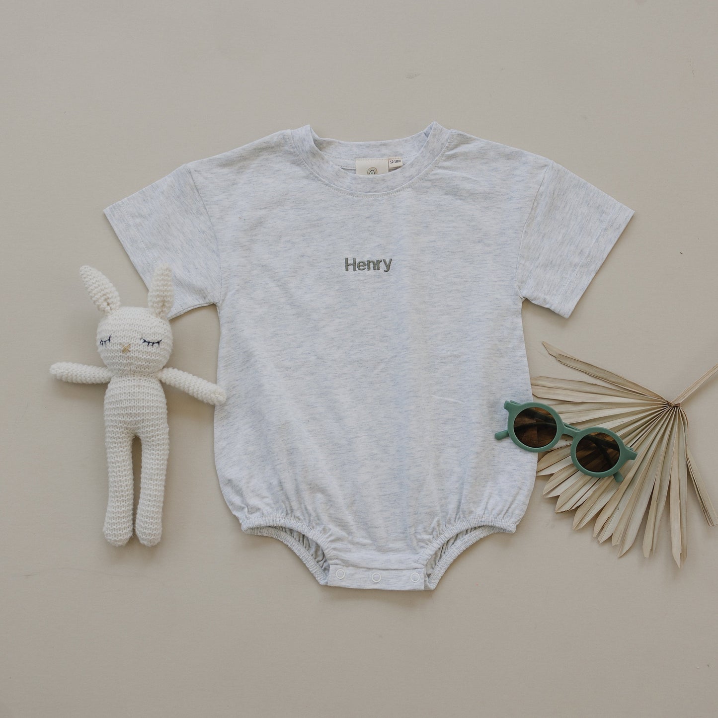 Embroidered Organic Cotton Oversized T-Shirt Romper