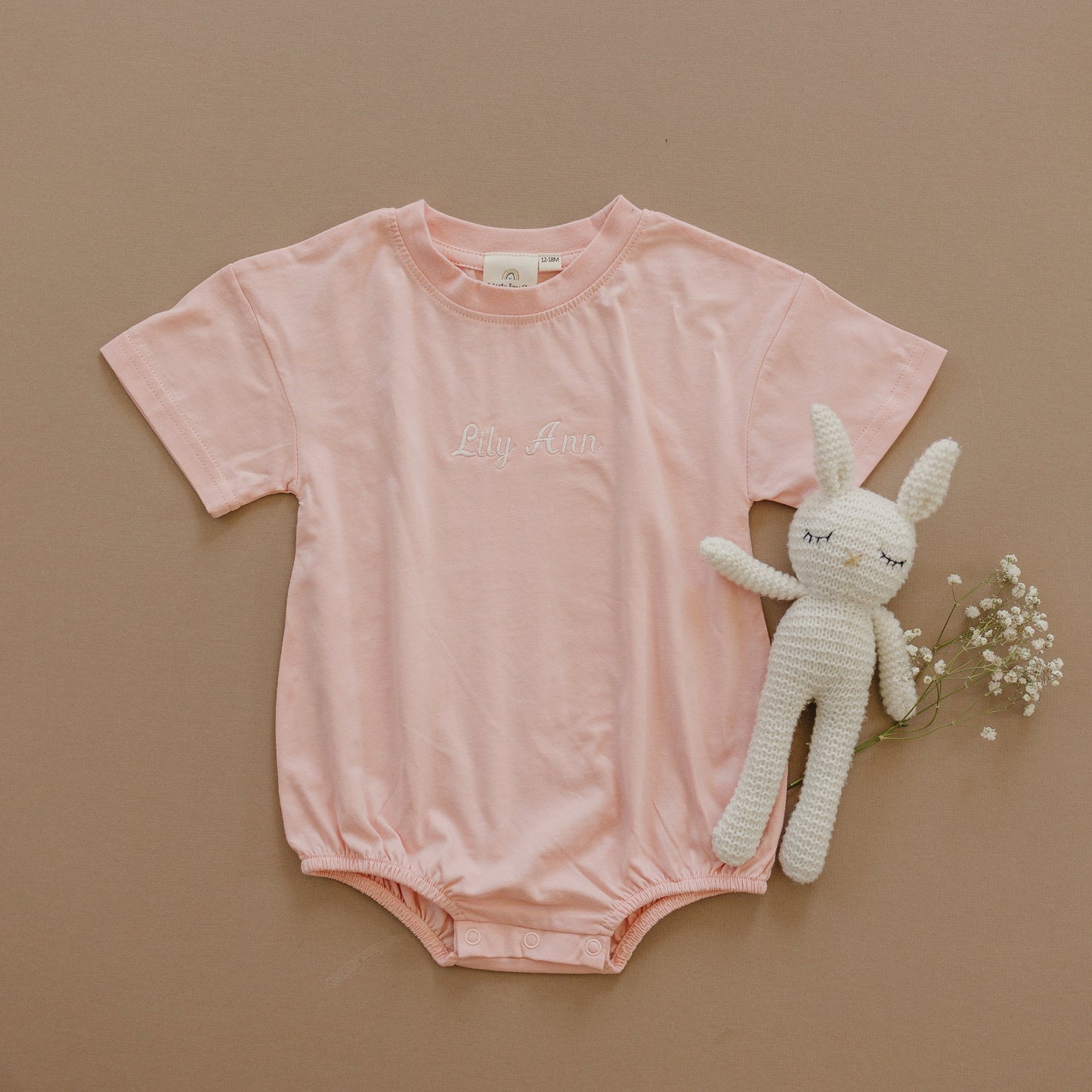 Embroidered Organic Cotton Oversized T-Shirt Romper