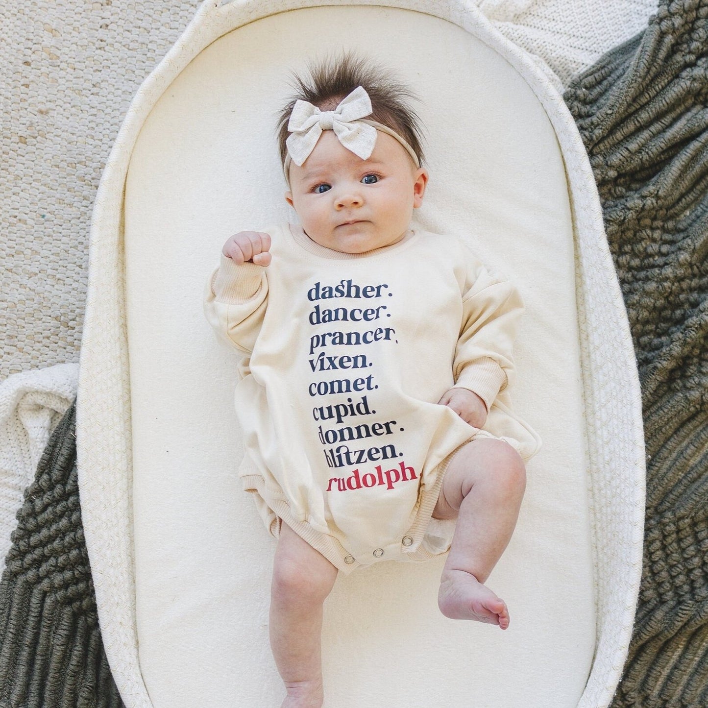 Reindeer Names Oversized Sweatshirt Romper