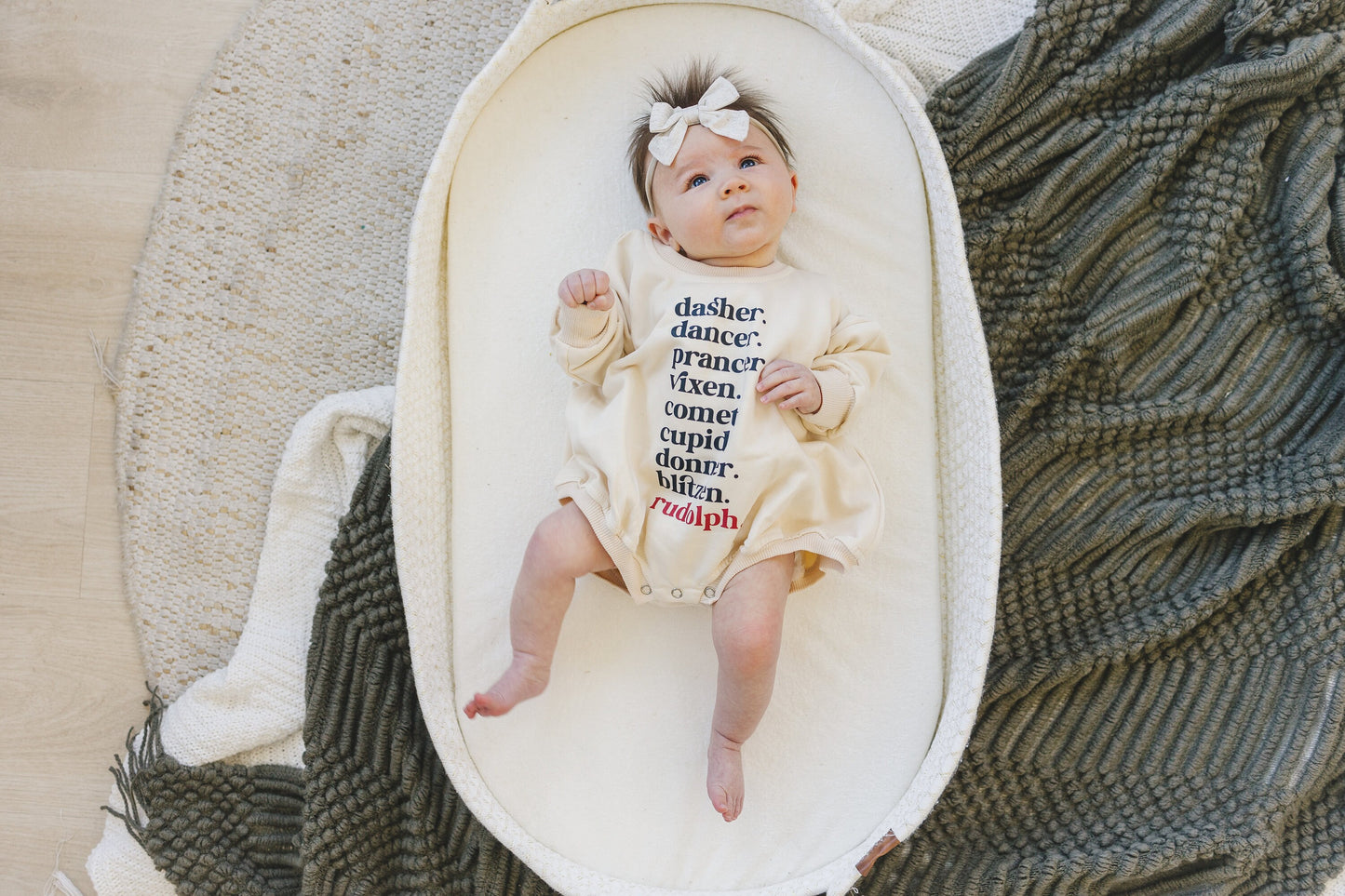 Reindeer Names Oversized Sweatshirt Romper