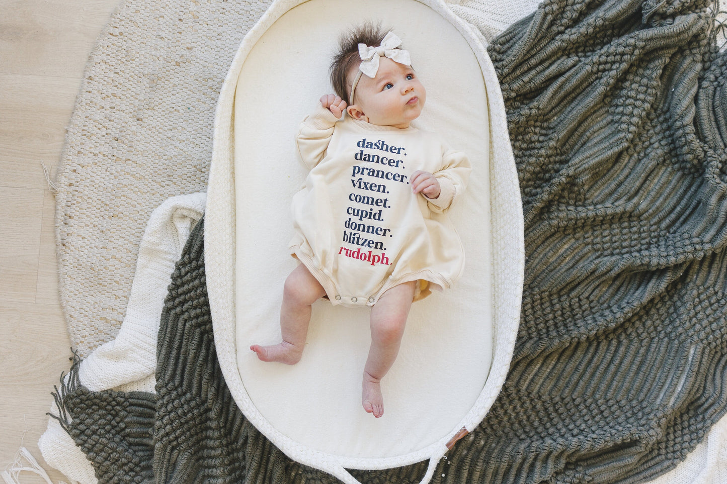 Reindeer Names Oversized Sweatshirt Romper