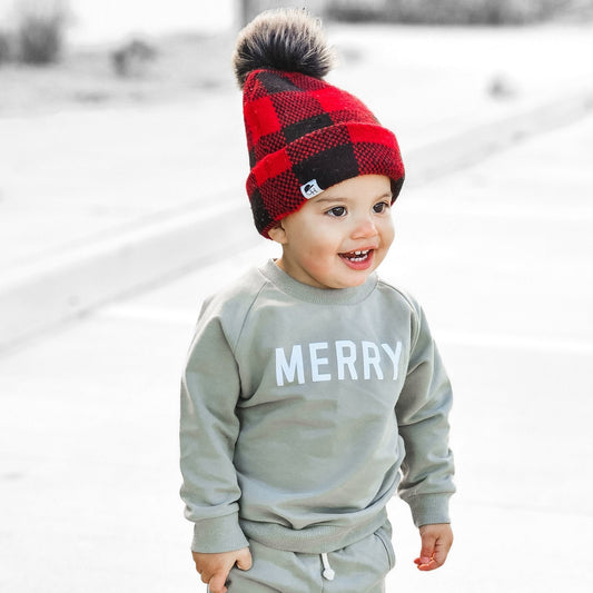 MERRY Graphic Organic Cotton Crewneck Sweatshirt - Baby Sweatshirt - Toddler Crewneck Sweatshirt - Christmas Baby Winter - Girl Boy Crew