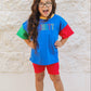 BLANK Colorblock T-Shirt Romper or Oversized Tee & Biker Set - 90s