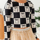 Checkered Bow | CROPPED Bow Back Long Sleeve Top