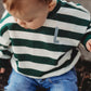 Green Striped Crewneck Sweatshirt - optional custom embroidery