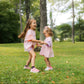 Custom Embroidered Colorblock Tee and Biker Shorts Set - Pink & Purple Set