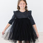 Black Shimmer 3/4 Sleeve Tutu Dress