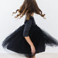 Black Shimmer 3/4 Sleeve Tutu Dress