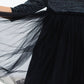 Black Shimmer 3/4 Sleeve Tutu Dress