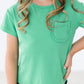 Kelly Green Ruffle Pocket Tee