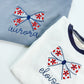 Custom Embroidered Blue 4th of July Tee - Floral Bow