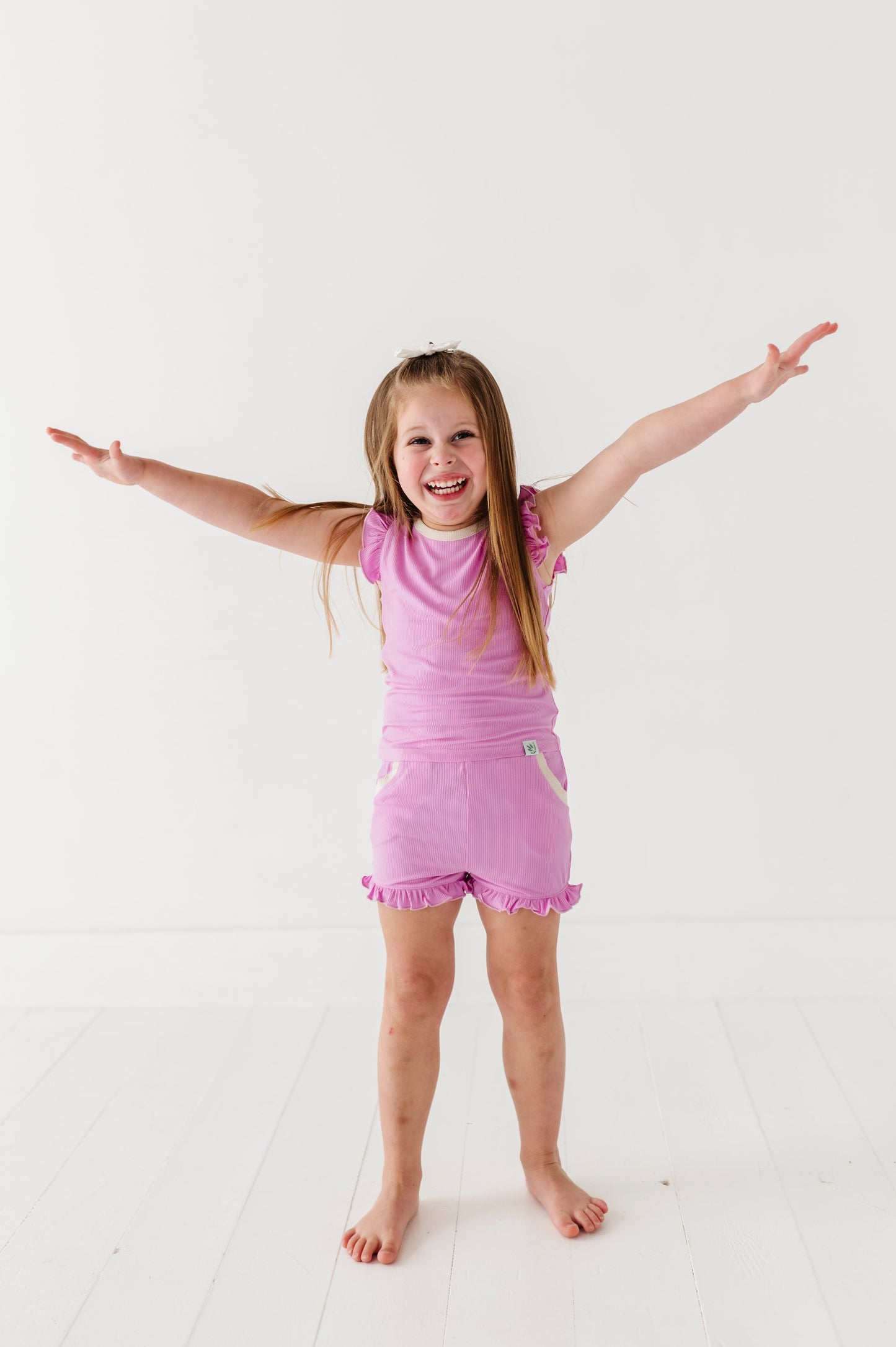 LAVENDER | Ruffle Tee + Shorts RIB SET