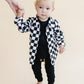 Cotton Shacket | Smiley Checkered Black