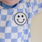 Bubble Romper | Checkered Smiley Blue