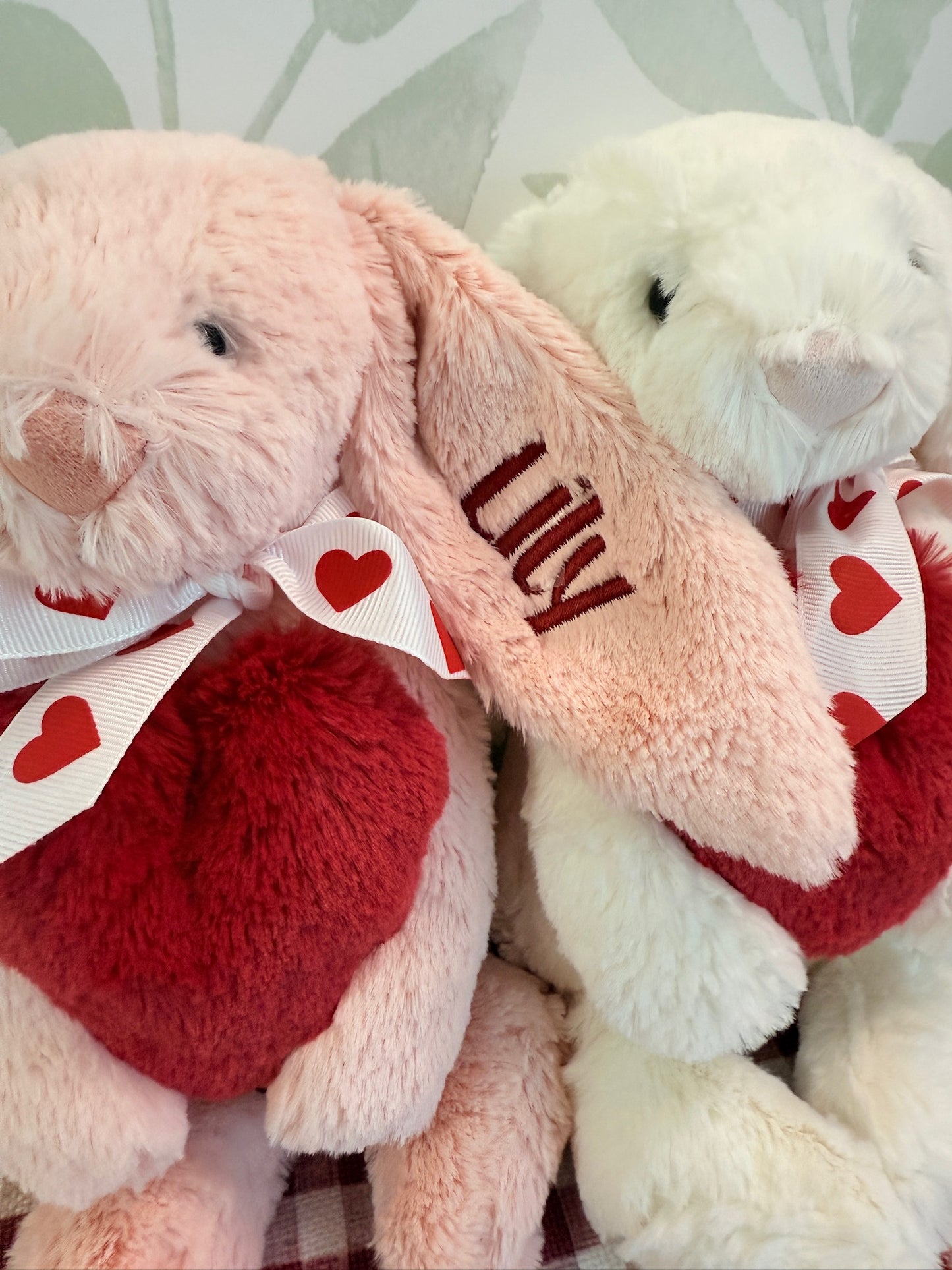 Custom Embroidered Valentine's Plush Bunny