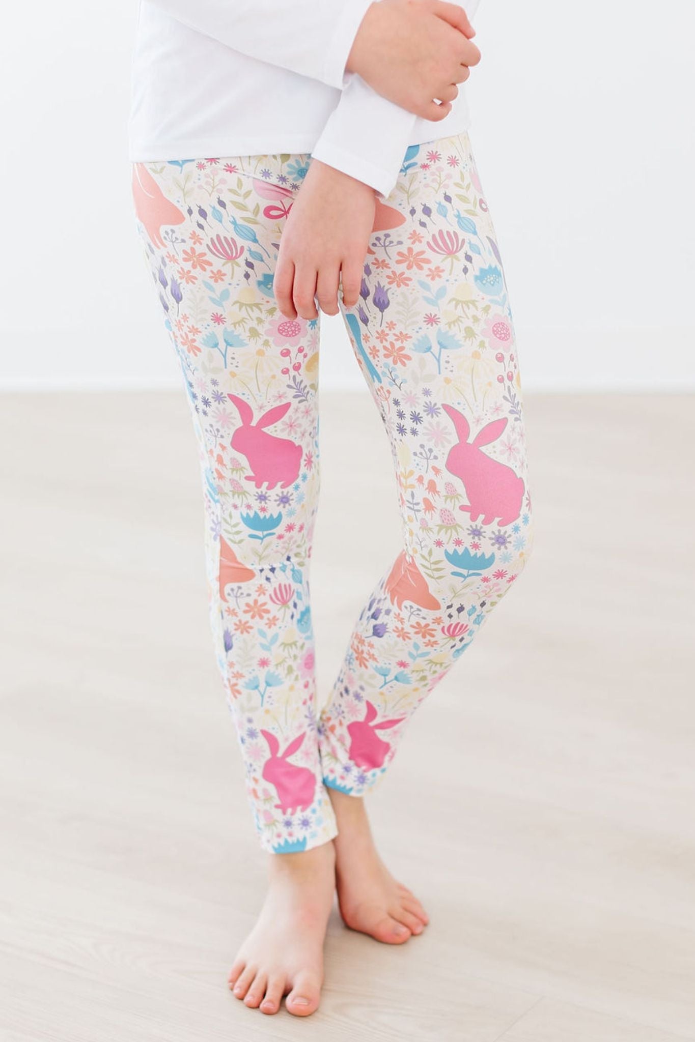 Pastel Floral Bunnies Leggings