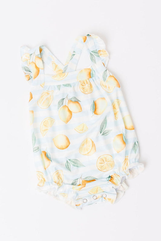 Lovely Lemons Ruffle Cross Back Romper