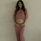 Women's Boxy Tee Lounge Set | Red Gingham