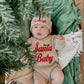 Custom Embroidered Santa Baby Christmas Knit Sweater Romper + Add-On Booties & Hat Set