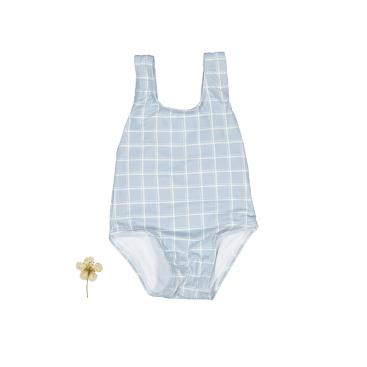The Printed Swimsuit - Blue Grid
