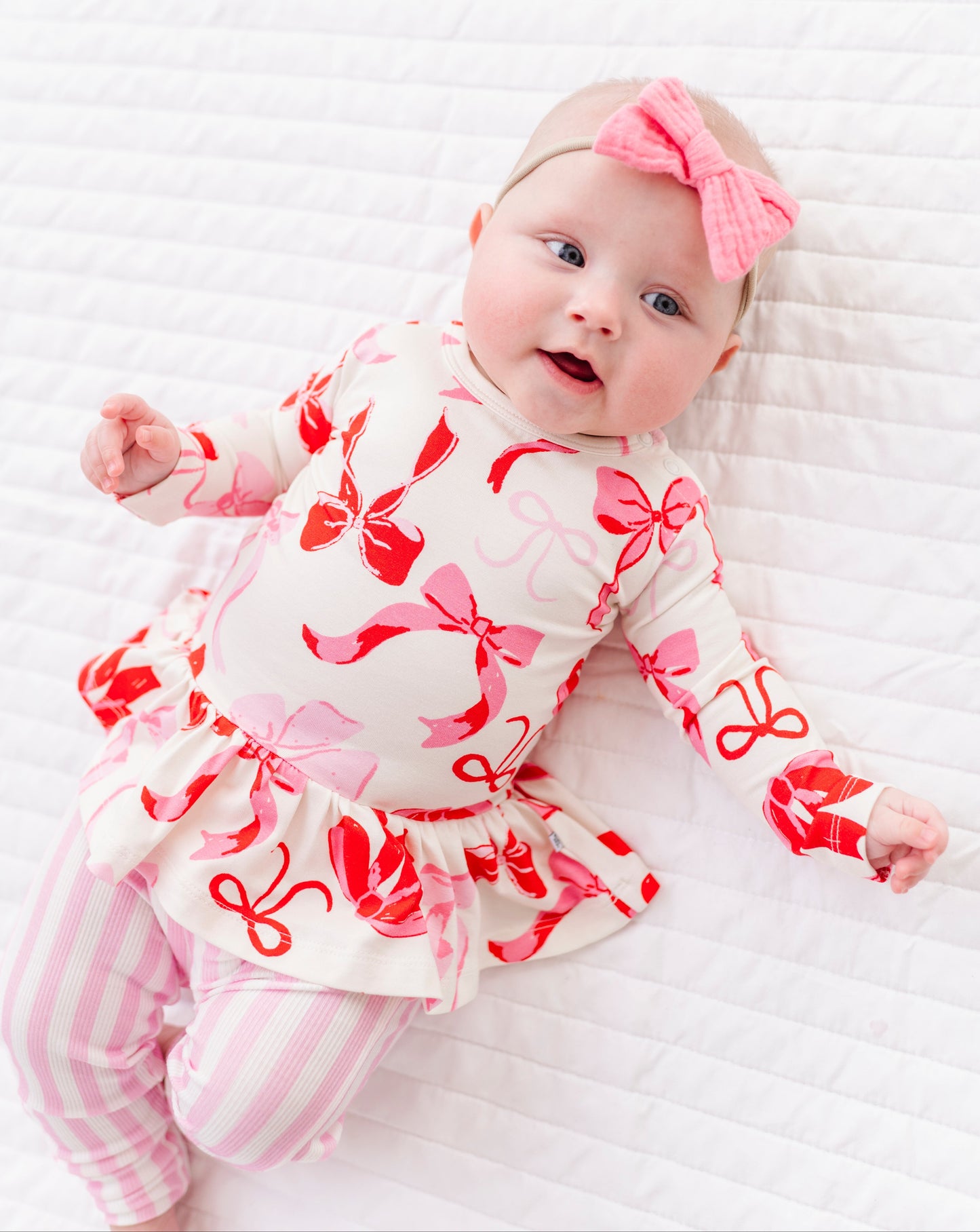 Blushing Bows Bamboo/Cotton Peplum Top