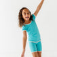 TURQUOISE | Tee + Biker Shorts RIB SET