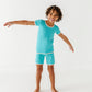 TURQUOISE | Tee + Biker Shorts RIB SET
