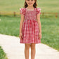 Summer Plaid Smocked Ruffle Girl Dress Sibling Outfits