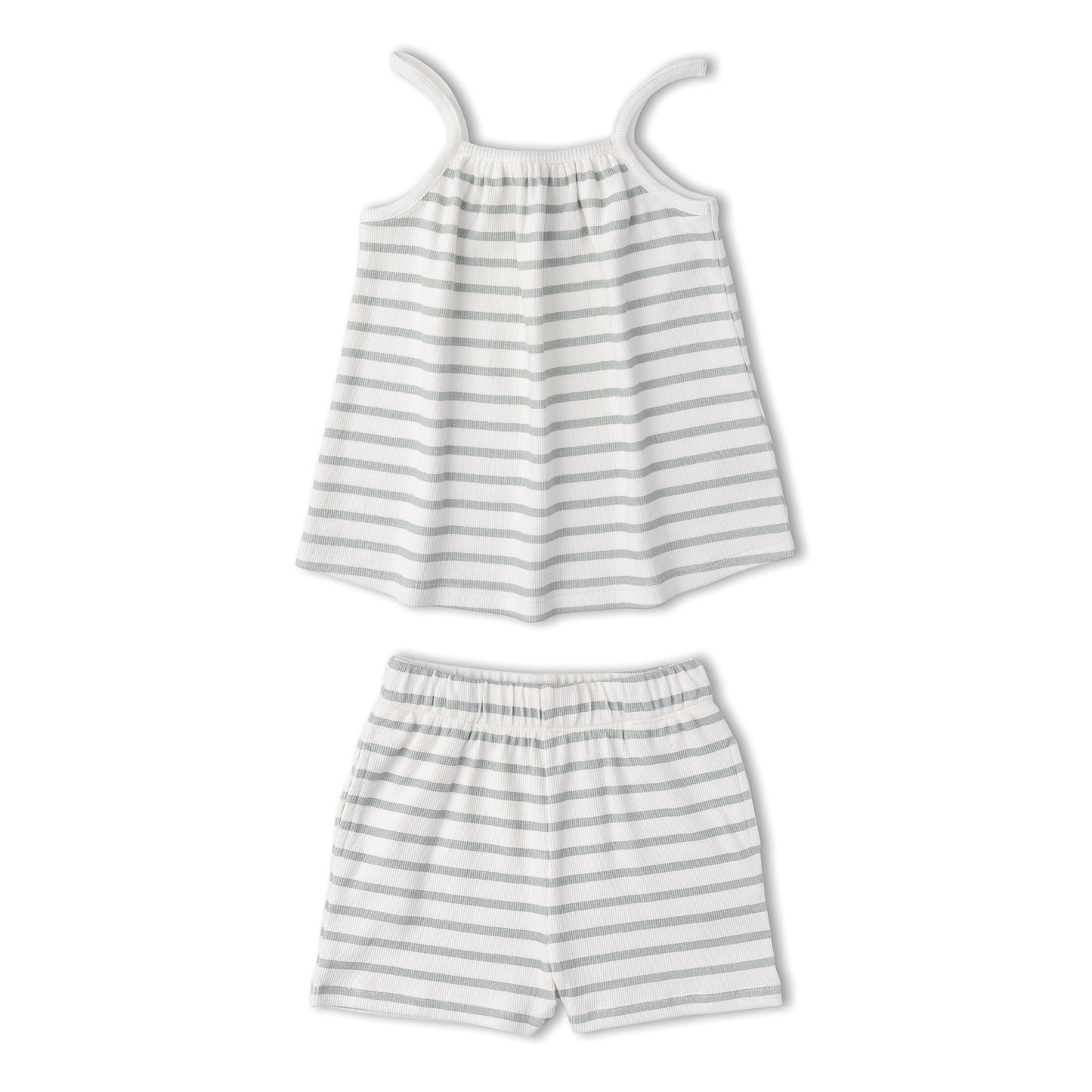 Organic Tank Top & Shorts Set - Fog Stripes